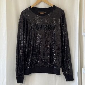 Zara Black Sequence “High Risk” Sweater